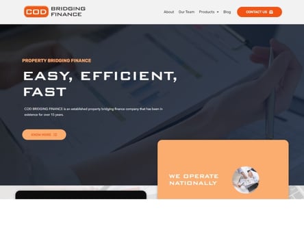 COD Bridging Finance homepage