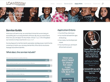 Loan Spotter Sa homepage