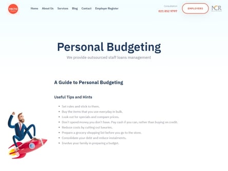 Vecto Finance homepage